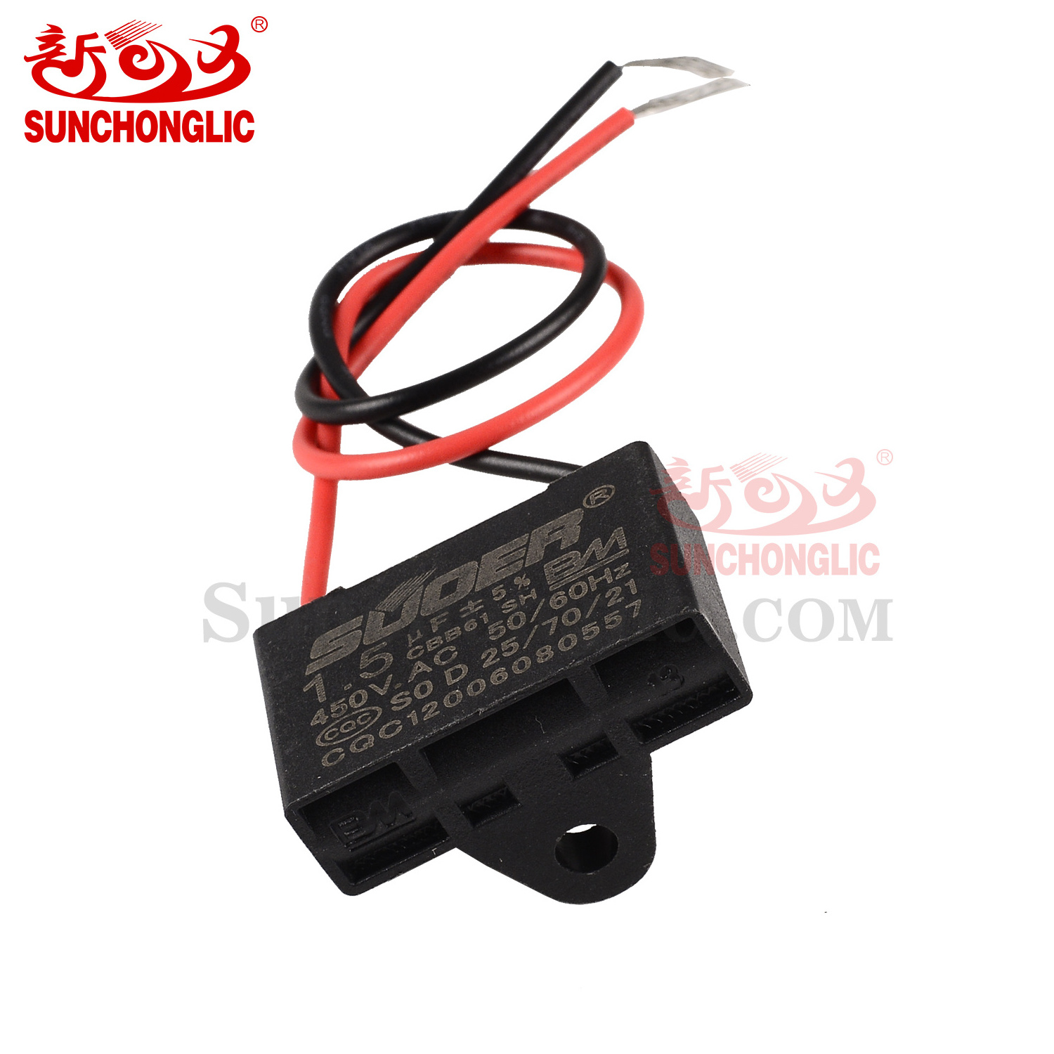 Sunchonglic fastory sale electric fan parts capacitor 1.5uf 450v fan capacitor