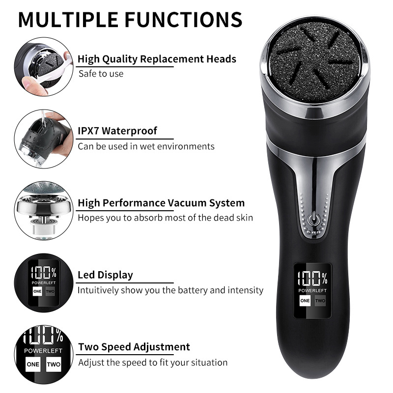 Portable Electric Callus Remover for Feet Rechargeable LCD Display Waterproof File for Foot Care Deadskin Trimmer Pedicure Kit