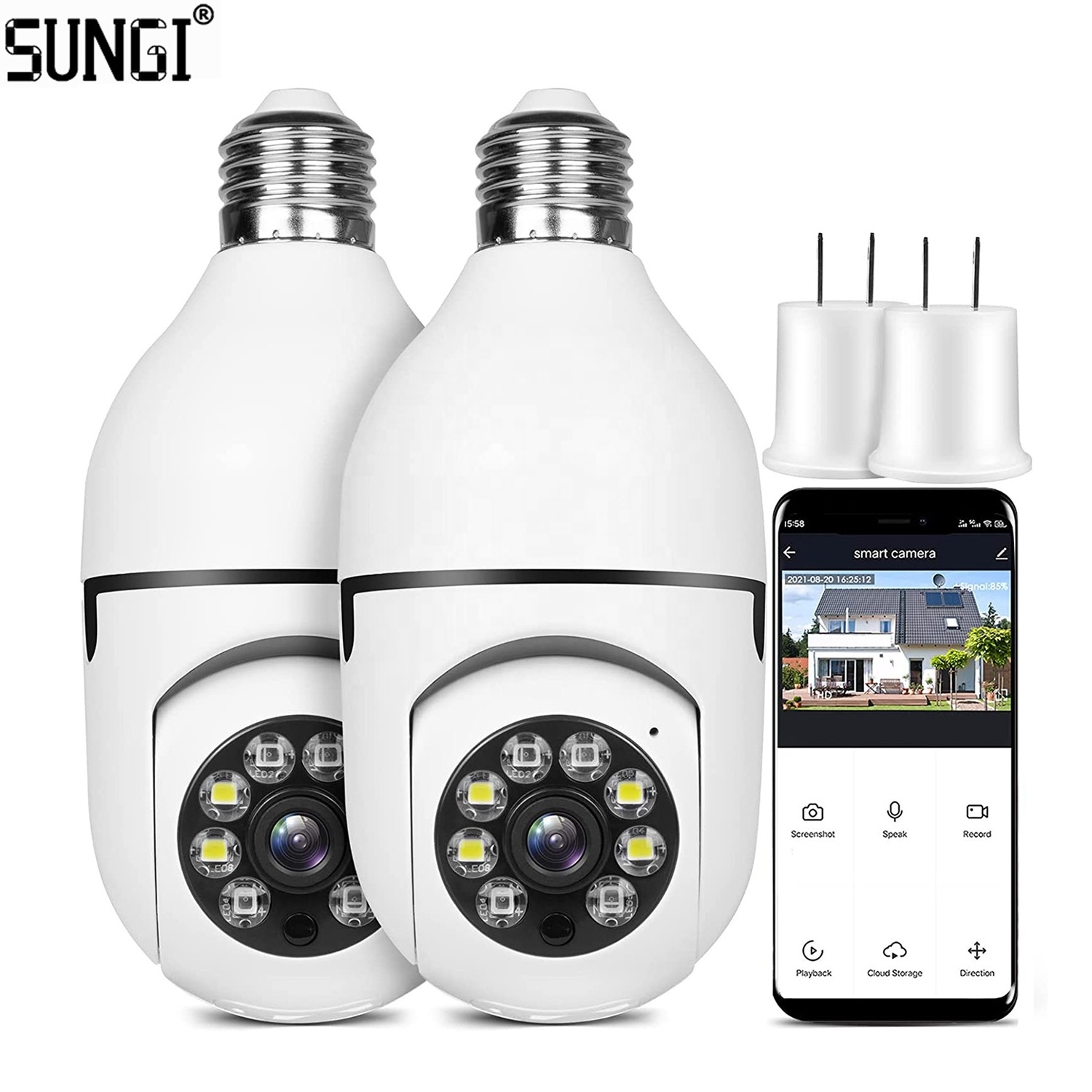 1080p Home WiFi Light Bulb Camera 2MP Wireless 360 Degree Panoramic Surveillance Cameras Motion Detection/Night Vision/Alarm