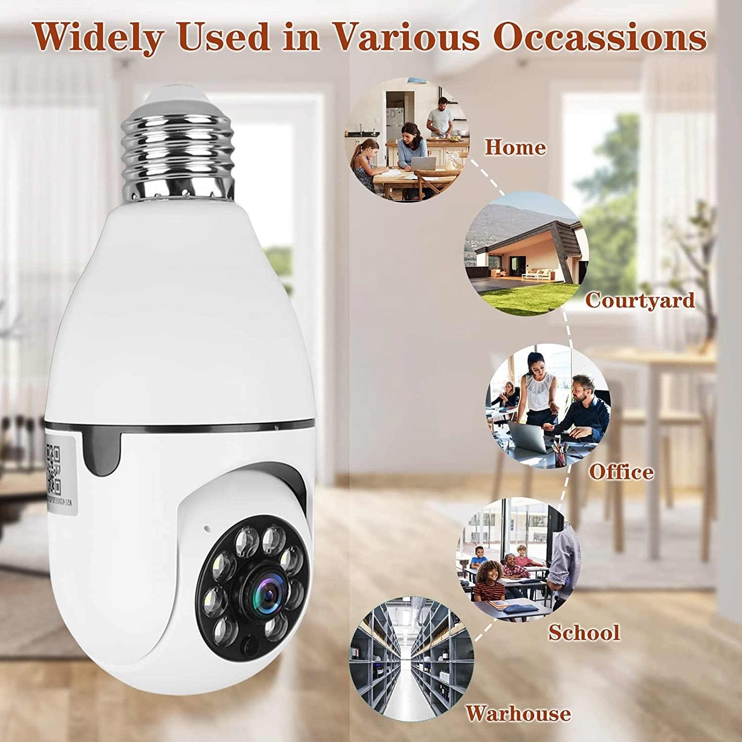 1080p Home WiFi Light Bulb Camera 2MP Wireless 360 Degree Panoramic Surveillance Cameras Motion Detection/Night Vision/Alarm