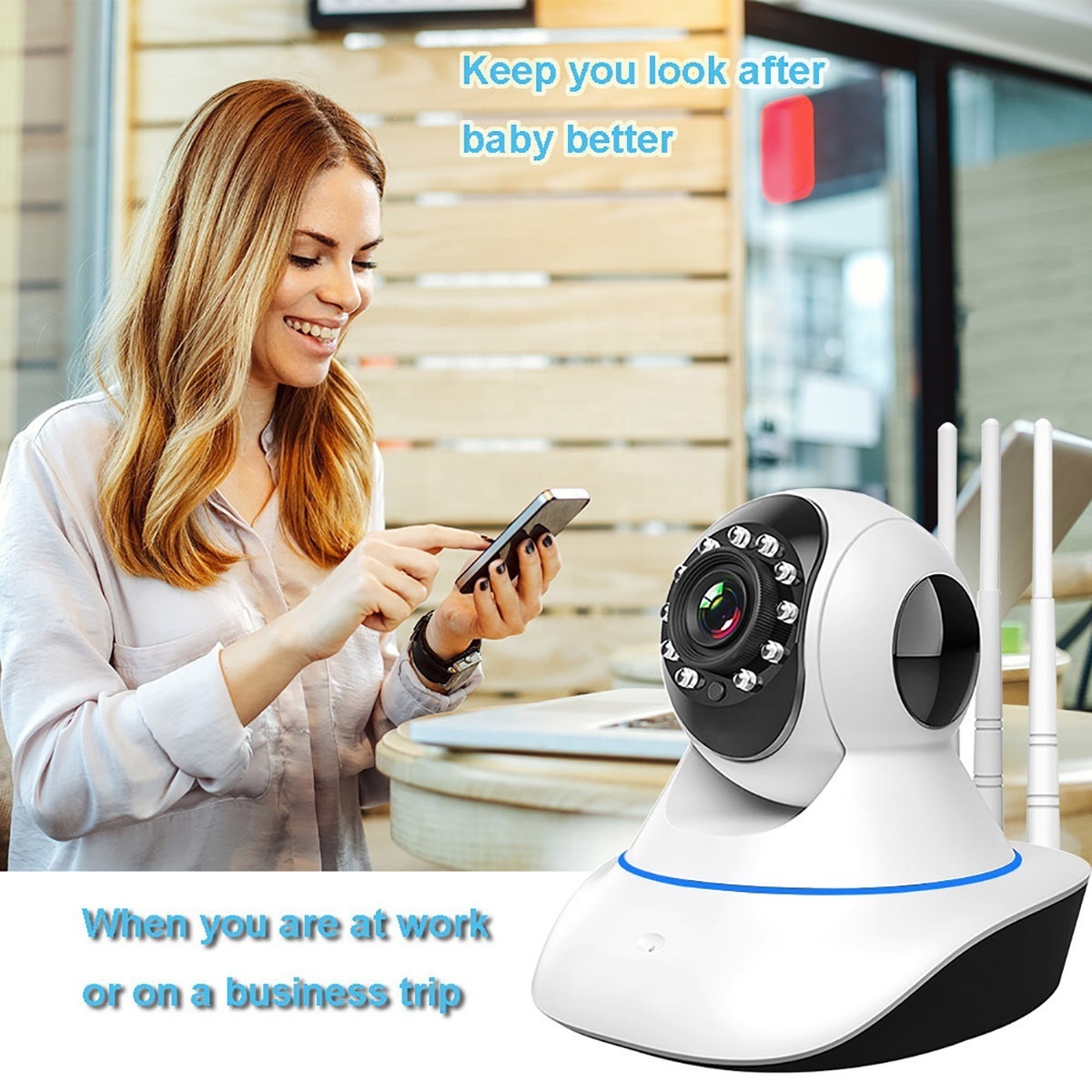 Wireless Security Camera HD Indoor WiFi Camera for Home Baby Monitor/ Pets Free Cloud Storage Pan Tilt Night Vision