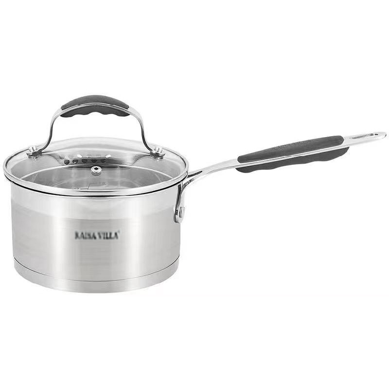 KAISA VILLA 18/10 304 Stainless Steel Sauce Pan with Lid Warmer Cooker Milk Pot Nonstick Saucepan Home Kitchen Multifunctional