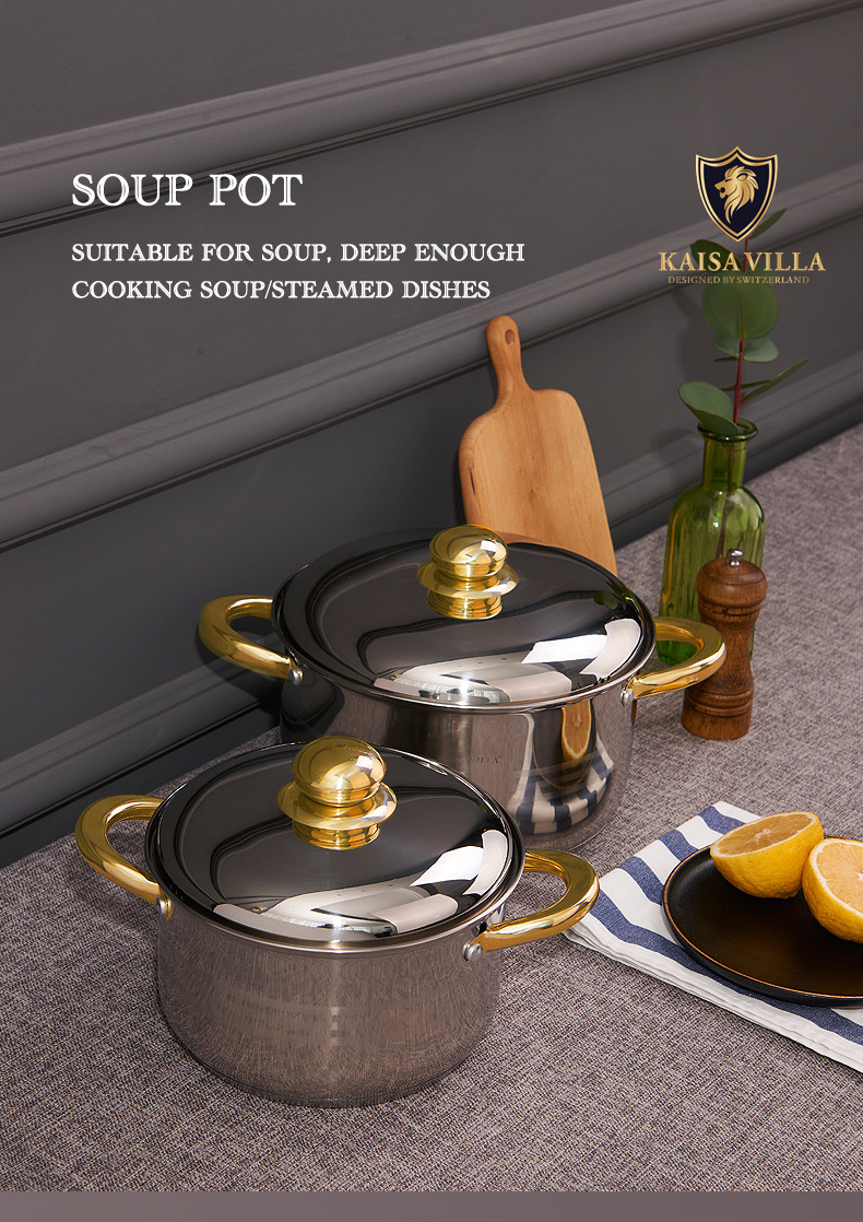 KAISA VILLA KV-1045 In Stock Stainless Steel Cooking Pots Set 6pcs Kitchen Cookware Sets Custom Pot Sets Conjunto De Panelas