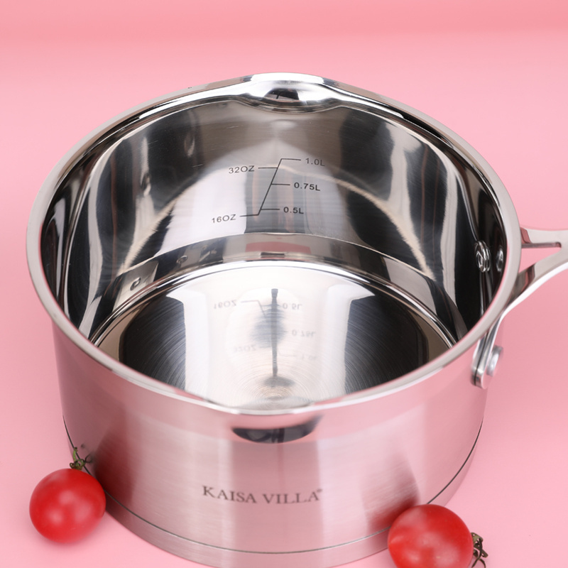 KAISA VILLA 18/10 304 Stainless Steel Sauce Pan with Lid Warmer Cooker Milk Pot Nonstick Saucepan Home Kitchen Multifunctional