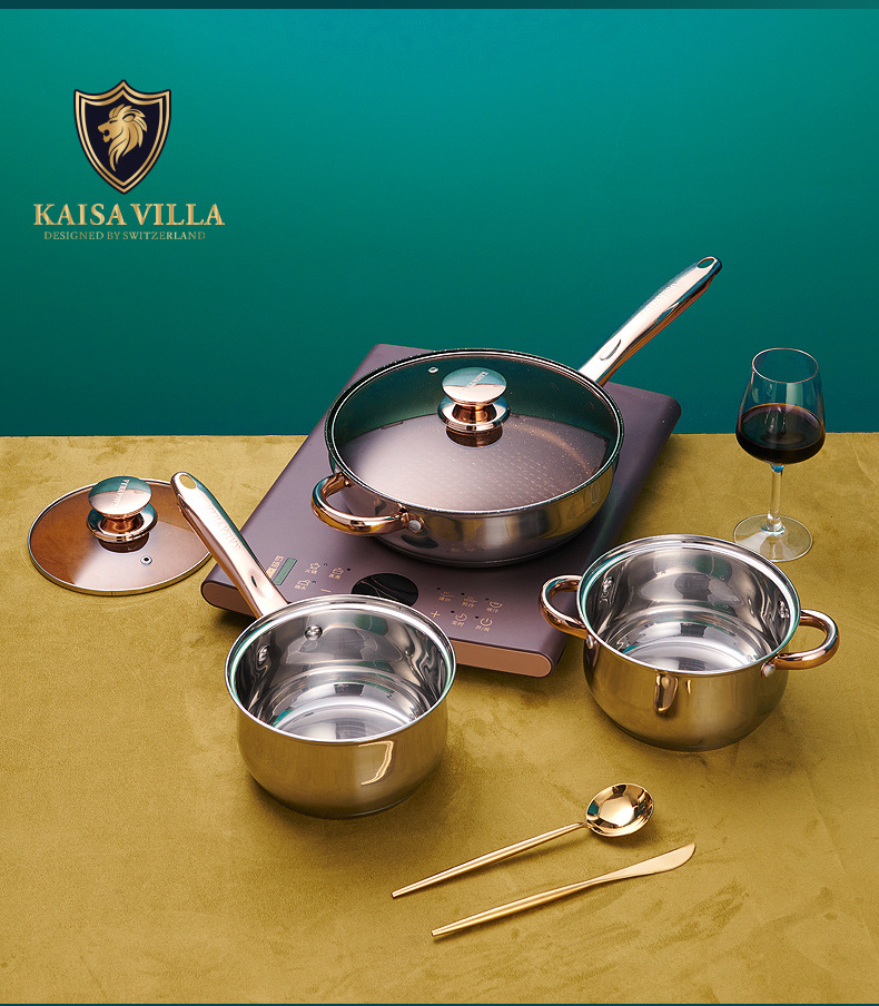 KAISA VILLA KV-1001 Stainless Steel Cookware Sets Frying Pan Cooking Pot Soup & Stock Pots Non Stick Pots And Pans Sets