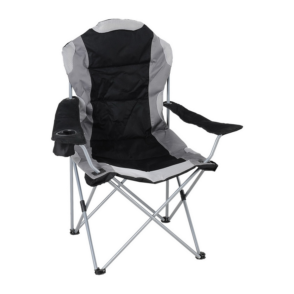 1 Position Camping Folding Chair with Cushion Sun Lounger Outdoor Furniture Modern Metal