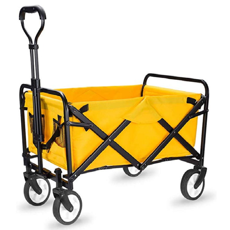 Foldable 4 Wheel Trolleyl Wagon Hand Garden Collapsible Portable Folding Cart Trolley Shopping Mall Steel + Polyester 1pc/carton