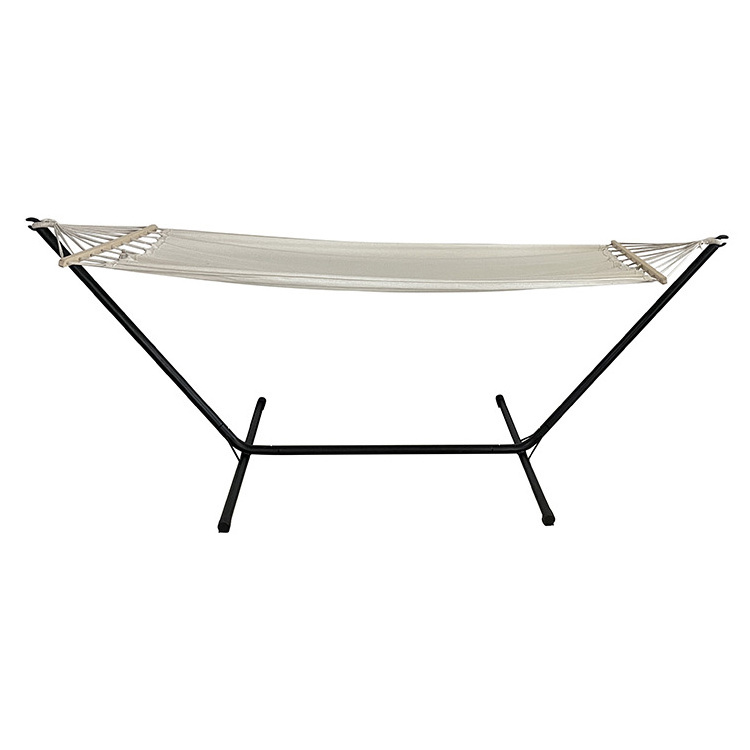 GS Certificate Portable Camping Hammock with Wood Bar Outdoor Canvas Material Hammock with Stand