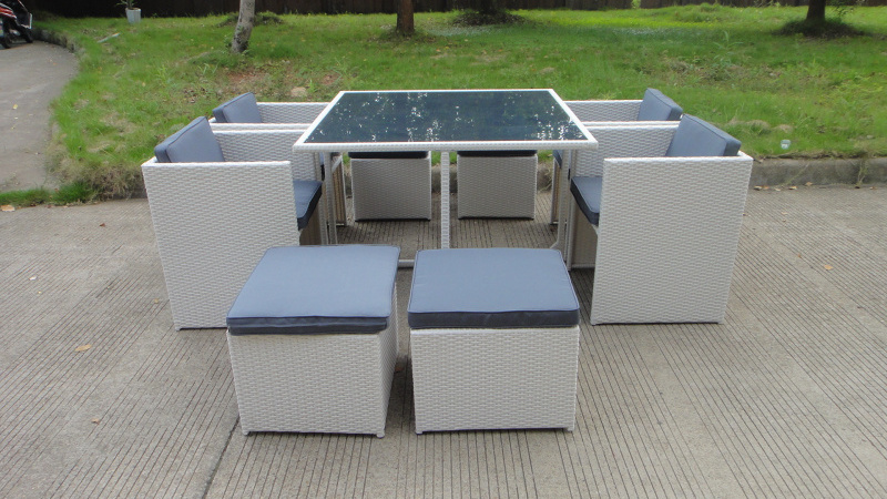 Garden Furniture Outdoor Rattan Cube Set Dining Wicker Patio Furniture Table Sets