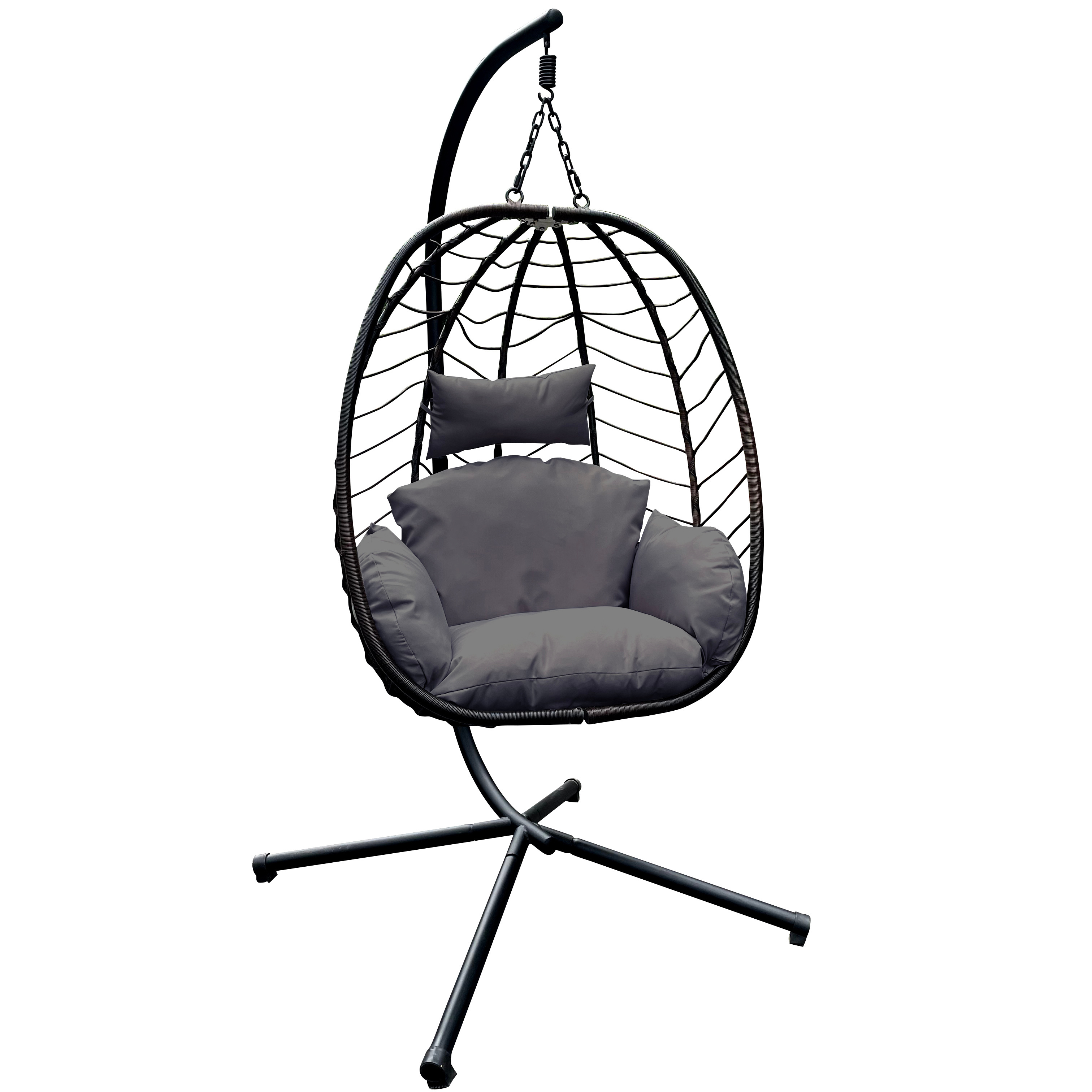 Patio Outdoor Furniture Kids Adults Garden Relax Hammock Wicker Rattan Hanging Egg Swing Chair With Stand