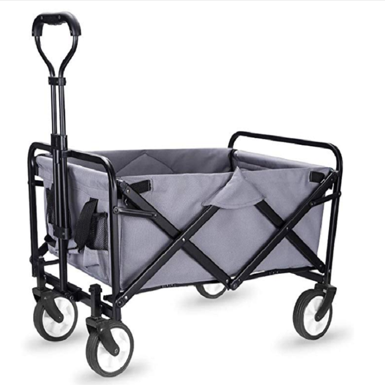 Foldable 4 Wheel Trolleyl Wagon Hand Garden Collapsible Portable Folding Cart Trolley Shopping Mall Steel + Polyester 1pc/carton