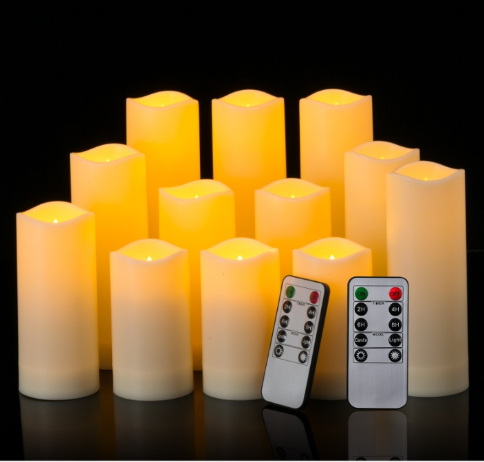 Pack of 5 Battery Operated LED Candles Electric Flickering Candles Flameless Wax Pillar Candle with Timer Remote for Home party