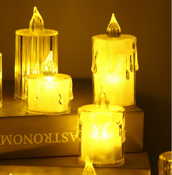 Acrylic transparent without base crystal tears creative holiday atmosphere decoration LED small candle electronic tea lights