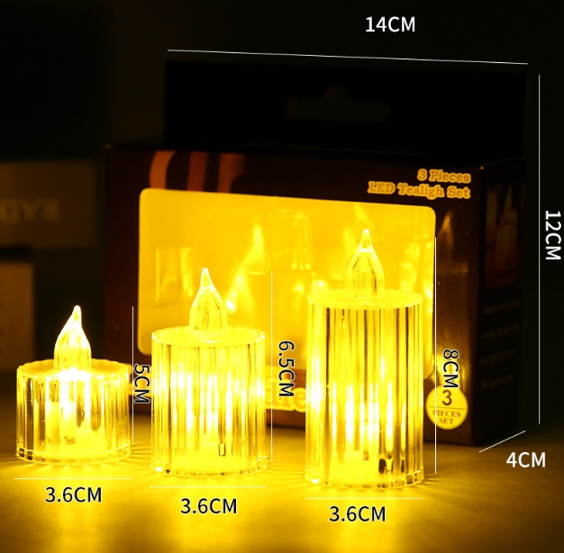 Gear shaped without base acrylic crystal creative holiday atmosphere decoration LED small candle electronic tea lights