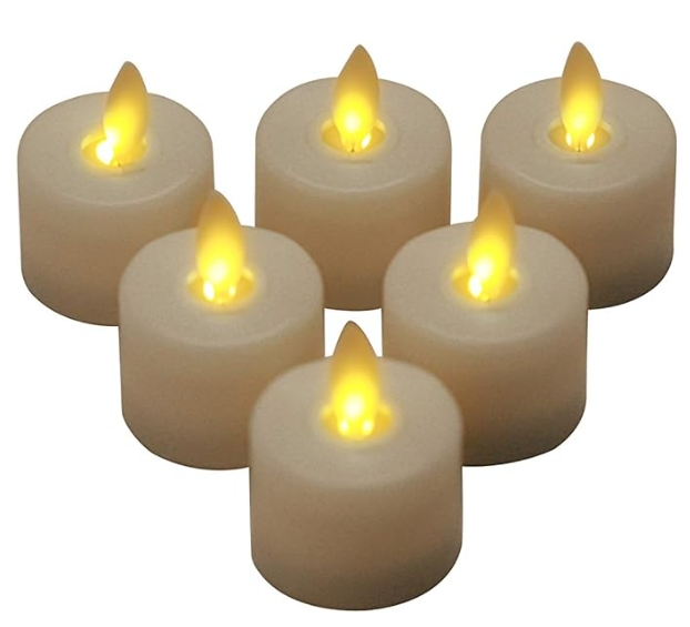 Candles - Flameless- Tea - Light 6 Pack Flameless Candles, Electric Votive Candles, Battery Operated LED Tealight for Wedding