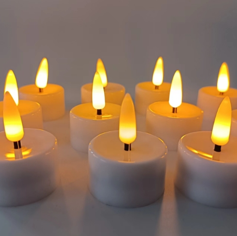 Flickering Flameless LED Electric Candle Lights 3d Real Flame White Plastic Battery Powered Tea Lights Wedding Home Decoration