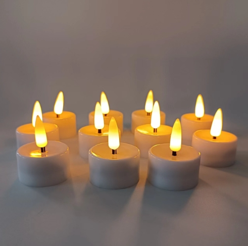 Flickering Flameless LED Electric Candle Lights 3d Real Flame White Plastic Battery Powered Tea Lights Wedding Home Decoration