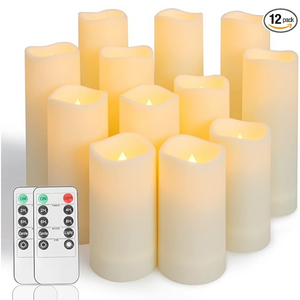 Pack of 5 Battery Operated LED Candles Electric Flickering Candles Flameless Wax Pillar Candle with Timer Remote for Home party