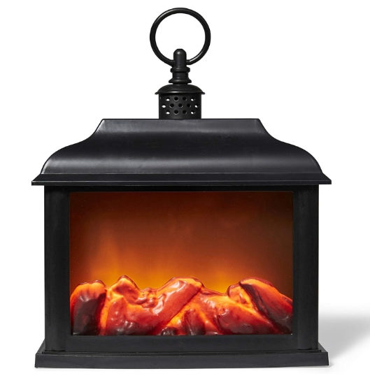 Fireplace Lanterns Decorative Flameless Portable Led Lantern Battery Operated and USB Operated 6 Hours Timer Included Indoor/Out