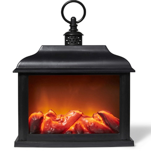 Fireplace Lanterns Decorative Flameless Portable Led Lantern Battery Operated and USB Operated 6 Hours Timer Included Indoor/Out