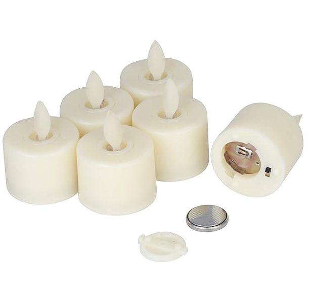 Candles - Flameless- Tea - Light 6 Pack Flameless Candles, Electric Votive Candles, Battery Operated LED Tealight for Wedding