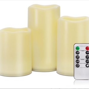 Outdoor Waterproof Flameless Candles, Battery Operated LED Pillar Candles with Remote Control and Timer, Plastic, Long Lasting