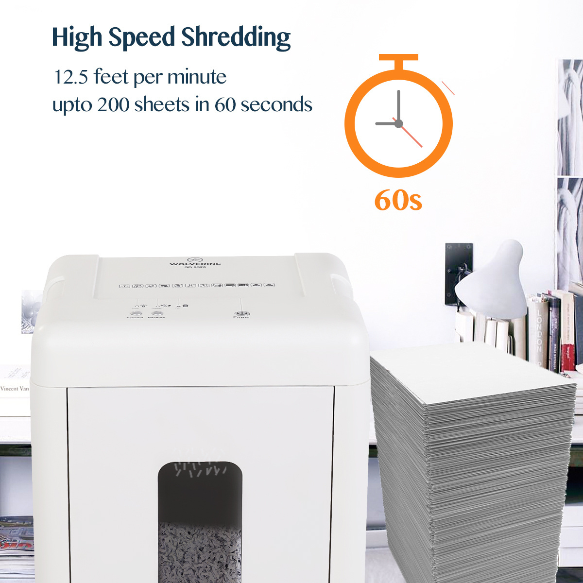 WOLVERINE 15-Sheet Super Micro Cut High Security Level P-5 Heavy Duty Shredder for Home Office White Manganese-Steel Cutter