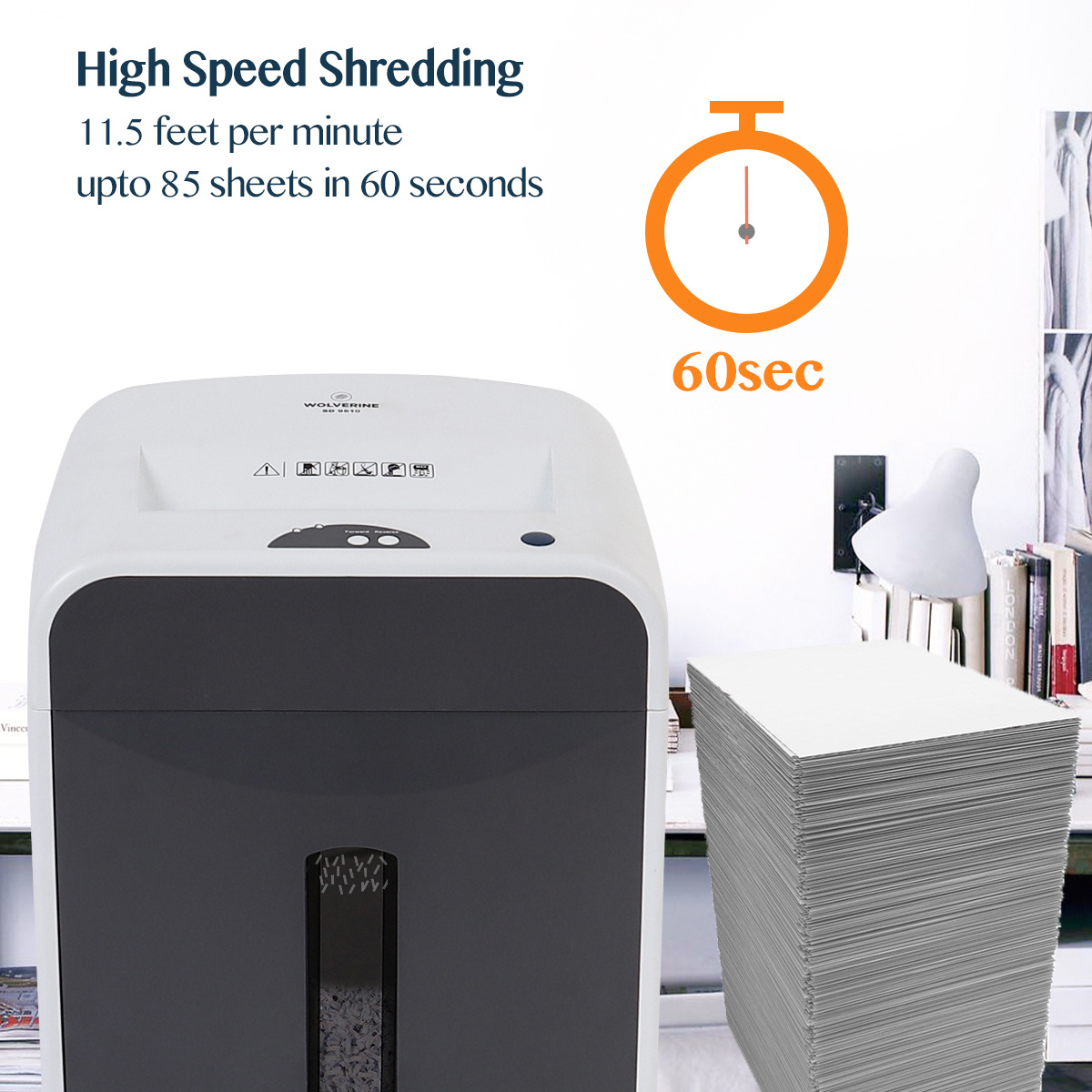 WOLVERINE 6-Sheet 2x6mm Super Micro Cut High Security Level P-5 Ultra Quiet Paper/Credit Card Shredder for Home Office SD9610