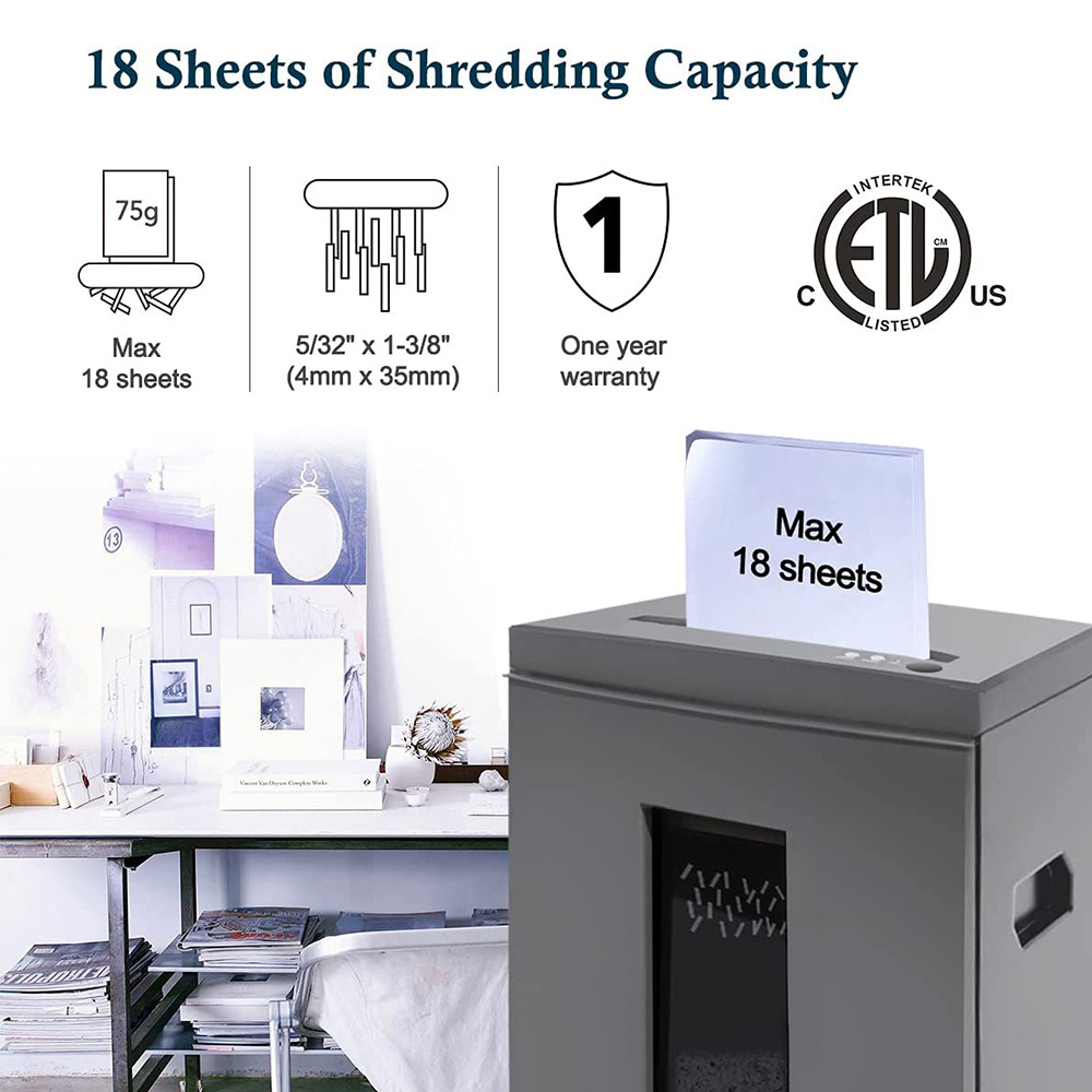 WOLVERINE Paper shredder for  Home Office  Heavy Duty 10-Sheet 40 Mins Running Time Cross Cut P-5 Grey