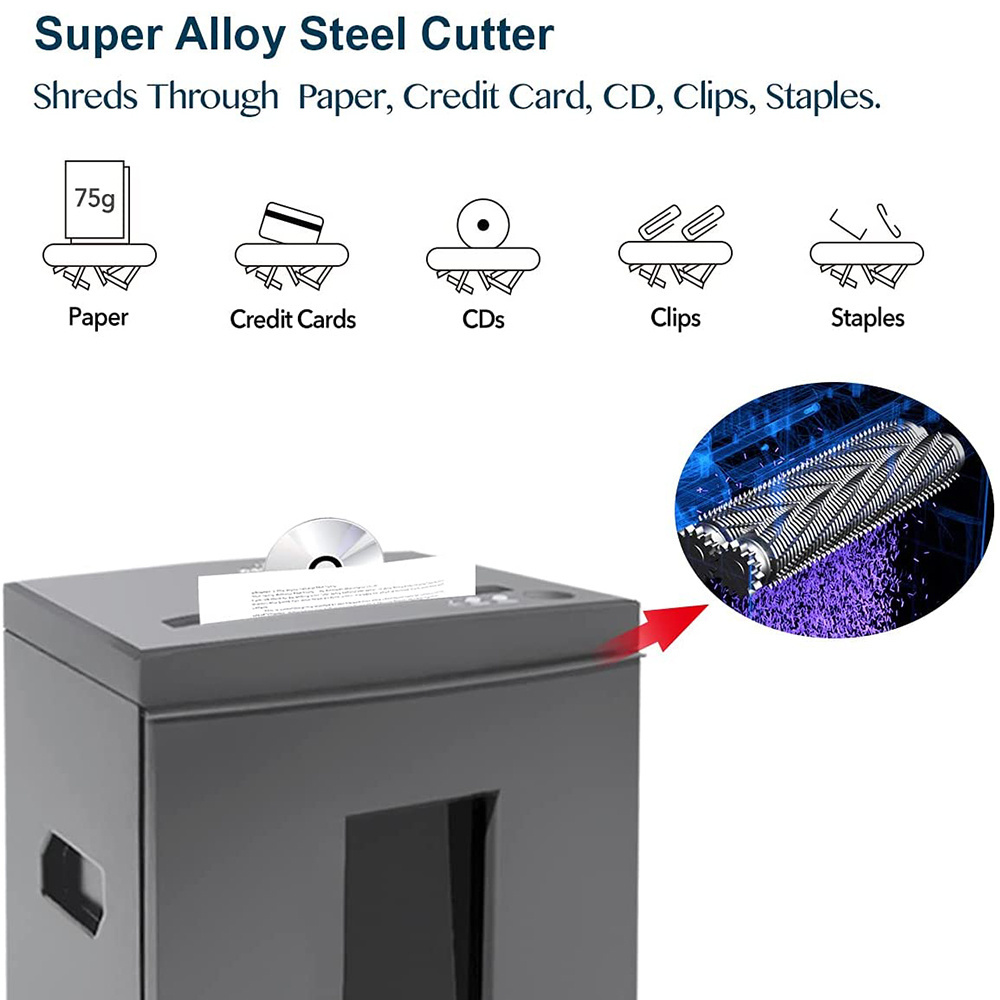 WOLVERINE 18-Sheet 60 Mins Running Time Cross Cut Paper shredder for  Home Office  Heavy Duty High Security Level P-4 Grey