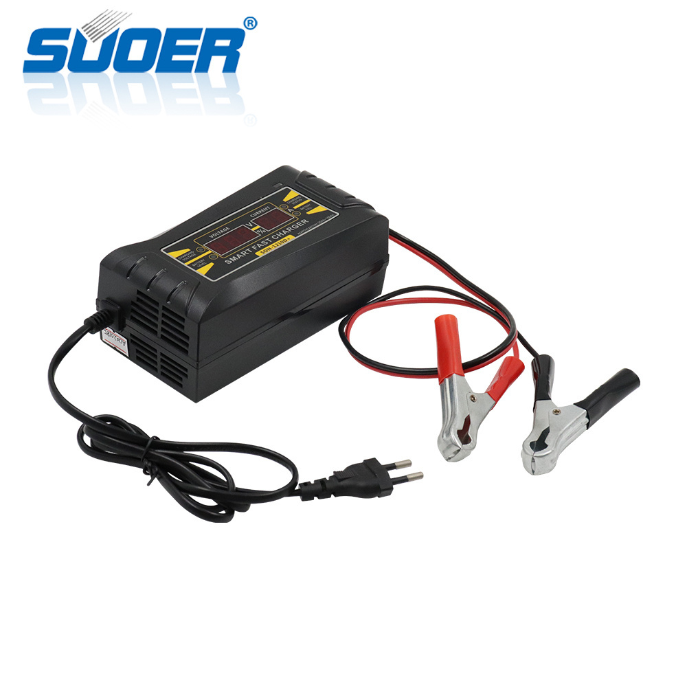 Suoer digital display smart intelligent 12V 10Ah car battery charger