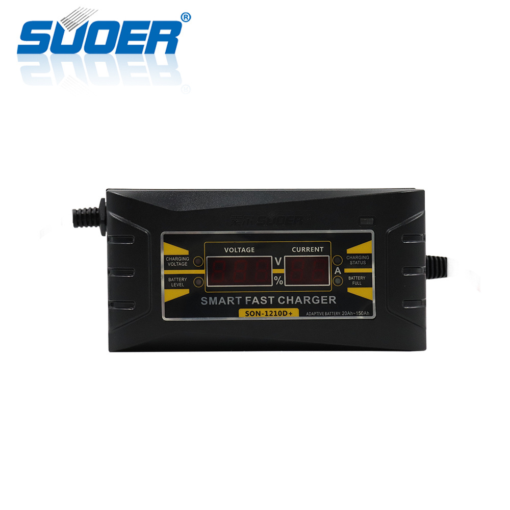 Suoer digital display smart intelligent 12V 10Ah car battery charger