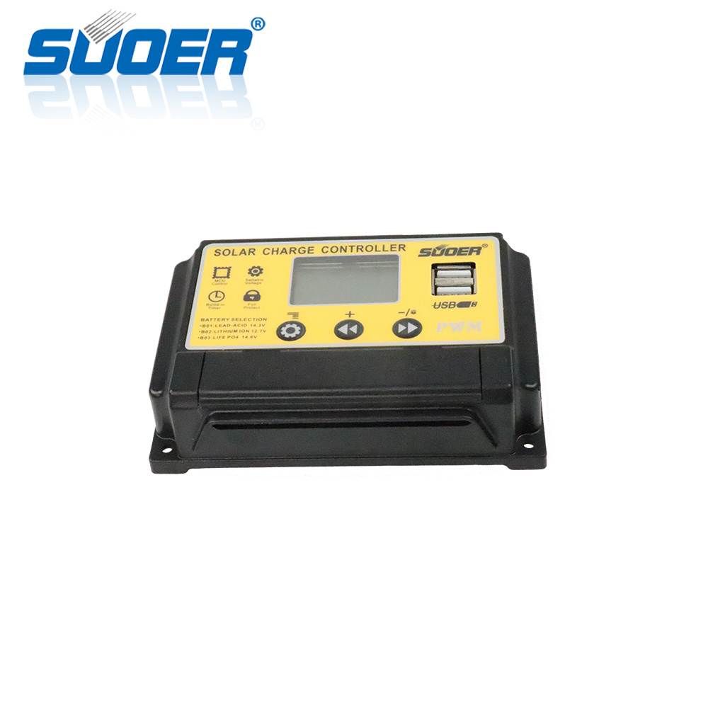 Suoer China Price 12V 24V 30A charge controller pwm solar controller