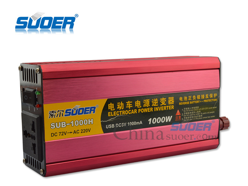 Suoer Electric Car Inverter DC 72V to AC 220V Inverter 1000VA Power Inverter