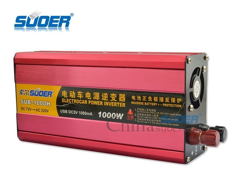 Suoer Electric Car Inverter DC 72V to AC 220V Inverter 1000VA Power Inverter