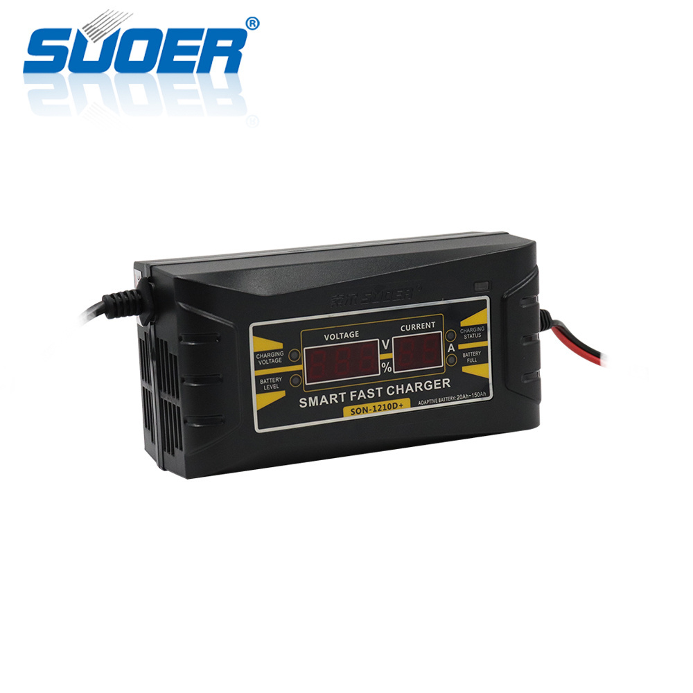 Suoer digital display smart intelligent 12V 10Ah car battery charger