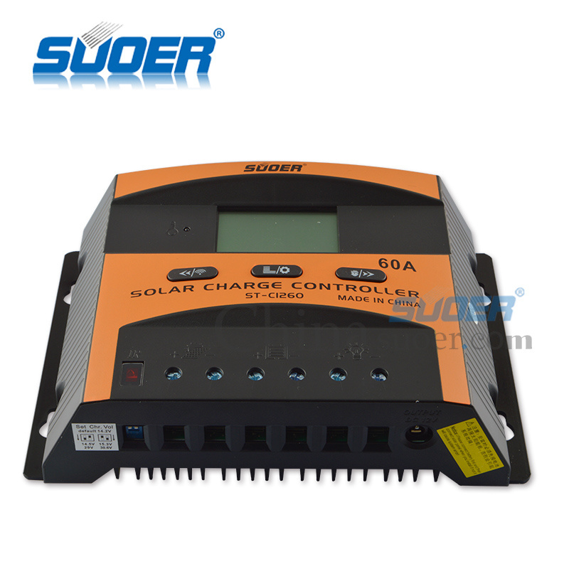 Suoer 12V 24V 60Amp intelligent pwm solar panel charge controller