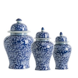 Jingdezhen blue and white flower painted christian home decoration jarra cermica modern trendy ginger jar vase