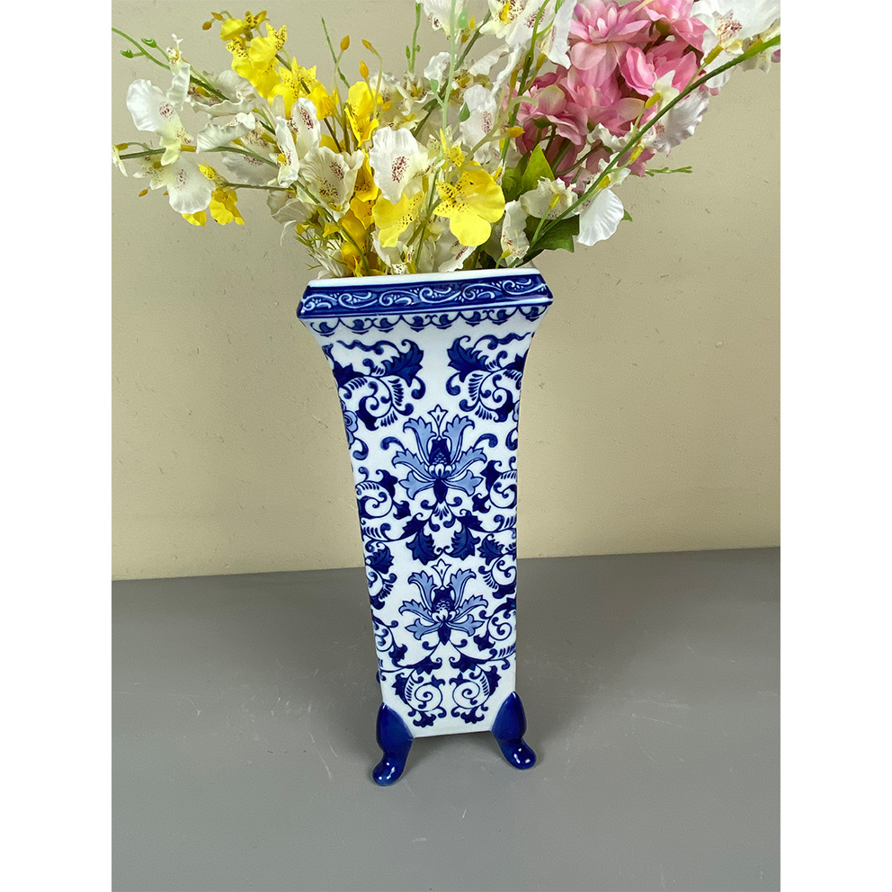 chinese antique porcelain blue and white flower vase 37cm Floral Blue and White Porcelain Umbrella Stand