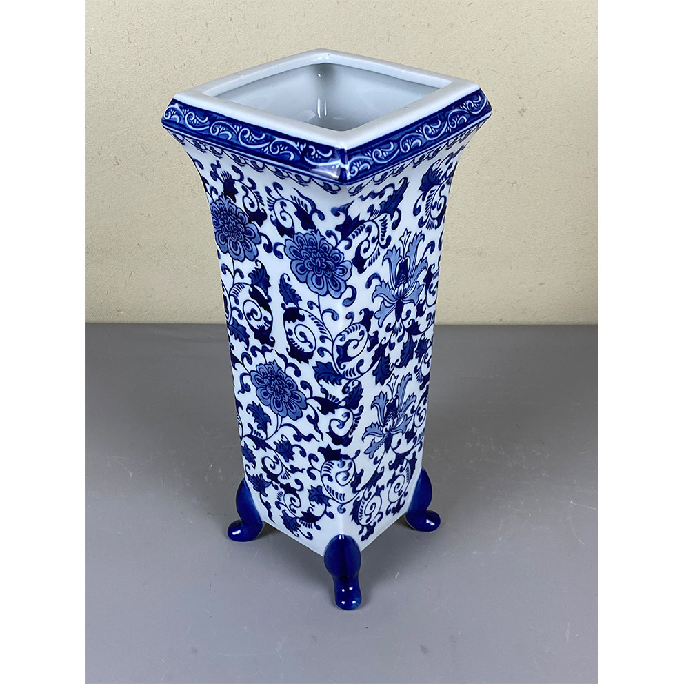 chinese antique porcelain blue and white flower vase 37cm Floral Blue and White Porcelain Umbrella Stand