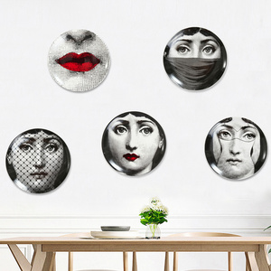 European ceramic wall art plaque human face decorative ceramic plate 8 inches ceramic wall hanging plate