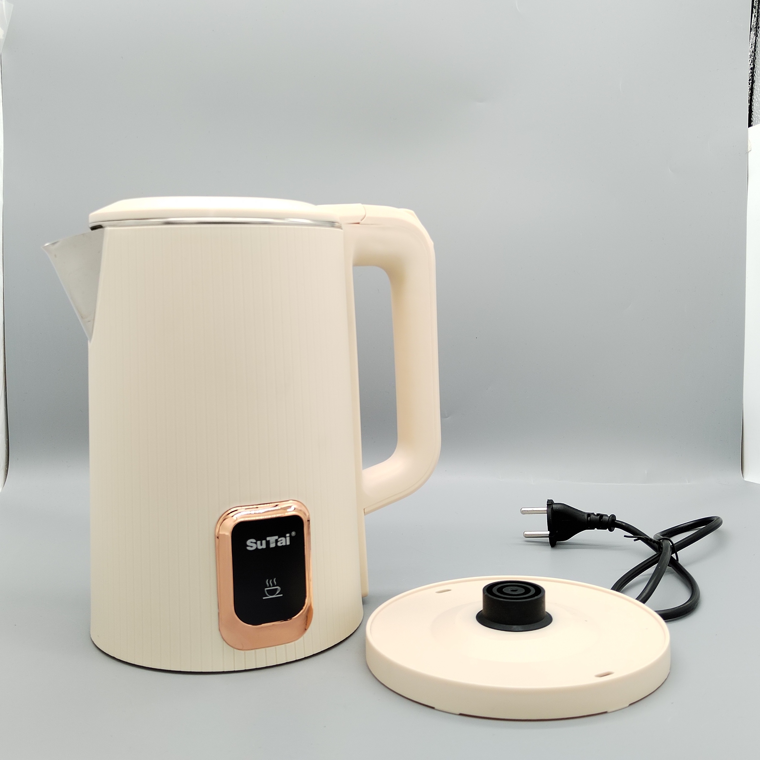 Fashionable new design electric kettle 1.8 Liter  beige cream color kettle electric  for  hotel appliances