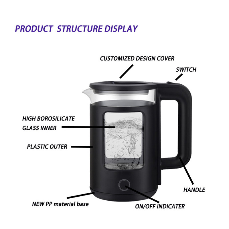 Wholesale low price Home appliance 1.8L double layer electric kettle tea water boiler with boil dry protection