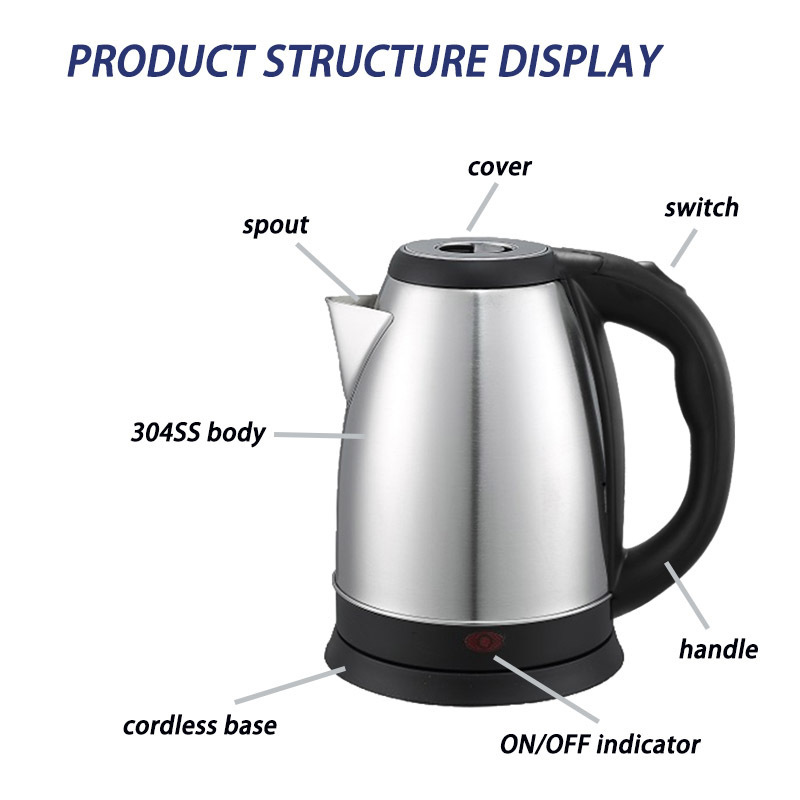 China new design big sale retro stainless steel hot water tea heating 1.8 liters electric kettle with switch for boiling water