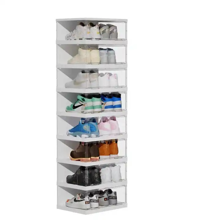 Custom Available Modern Designs Shoe Rack Furniture Storage Cabinet Transparent Plastic PET Shoe Rack