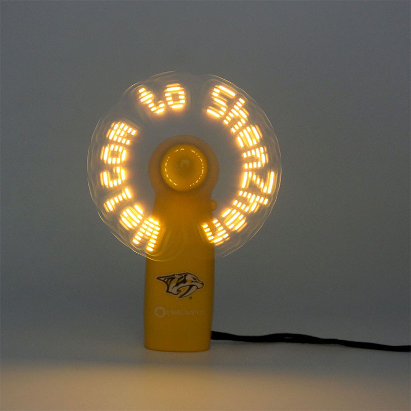 New Brand Self Programmable Mini LED Fan Glovion Custom Message Light Up Fan Programmable LED Message Handheld Fan