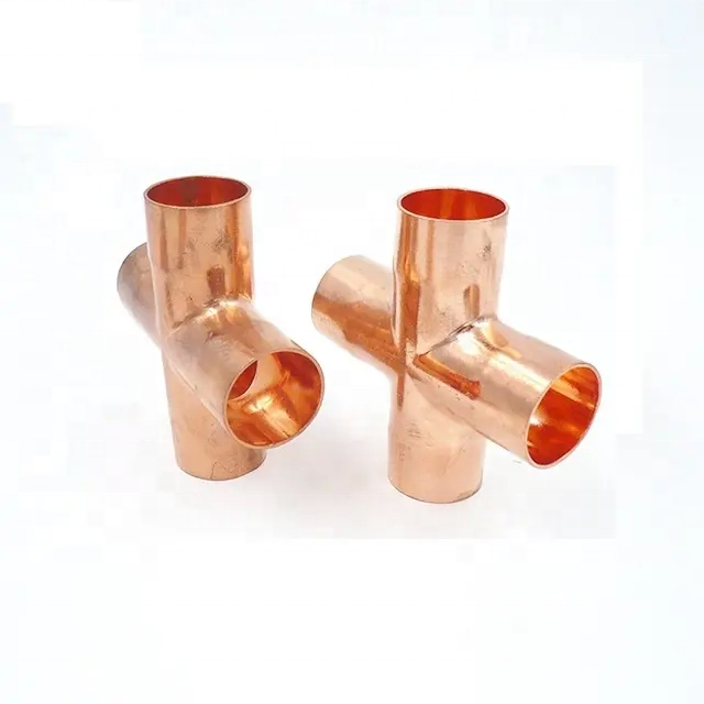 Cross 4 Way Weld Coupling Copper Pipe Fittin Refrigeration Connecting Tube AC Parts Cross Fitting