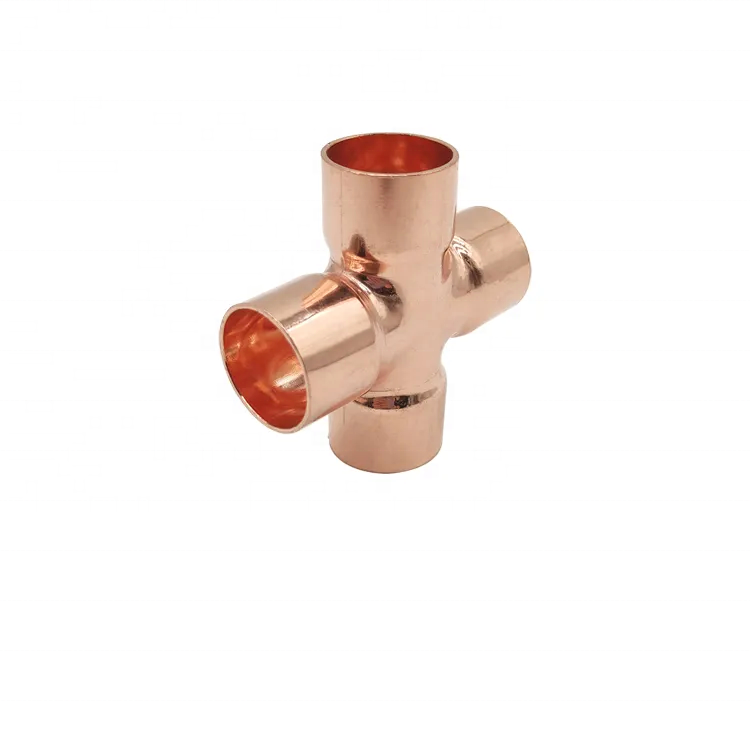 Cross 4 Way Weld Coupling Copper Pipe Fittin Refrigeration Connecting Tube AC Parts Cross Fitting