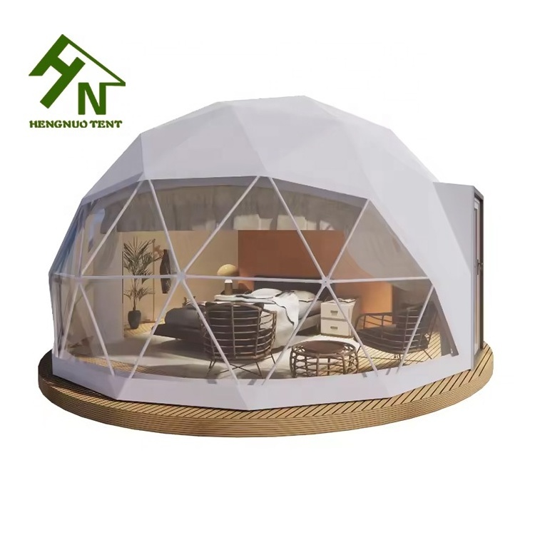 6M Luxury Roof PVC Heated Eco Prefab White Geodesic Dome Hotel Resort Village Glamping House Desert Round Dome Tent For Camping