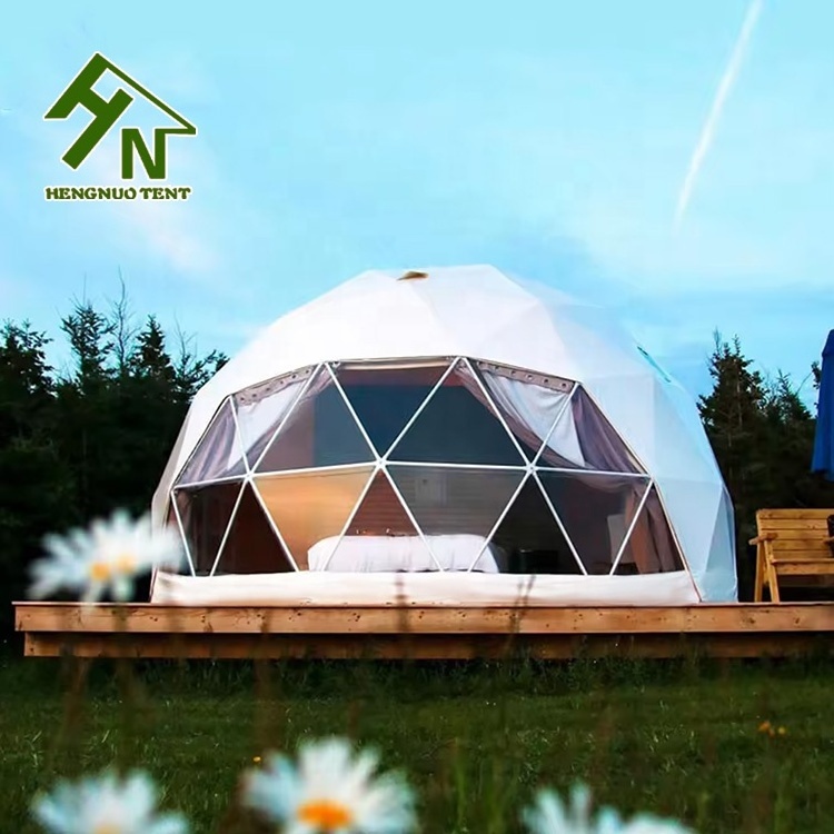 6M Luxury Roof PVC Heated Eco Prefab White Geodesic Dome Hotel Resort Village Glamping House Desert Round Dome Tent For Camping